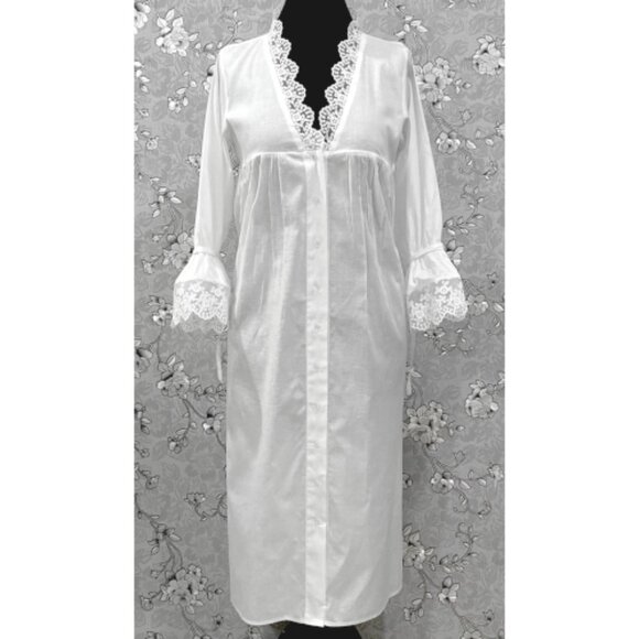 SoieRose Victorian White Cotton Nightgown with Lace Trim – SR-1227 - Picture 2 of 9